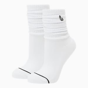 PUMA x LAUREN LONDON Half-Terry Slouch Socks [2 Pack], WHITE / BLACK, extralarge